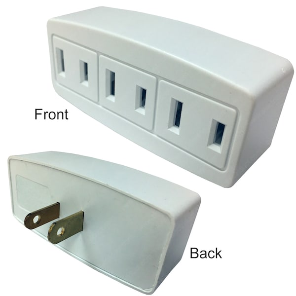 Electriduct Wall Power Tap Adapter- 3 Outlets(2-Prong)- White, PK 3 PE-ED-GA-5505-3PK